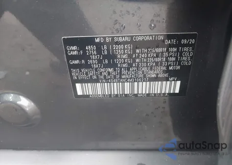 2021 Subaru Outback Limited из США, поврежденный, VIN 4S4BTANC4M3106217